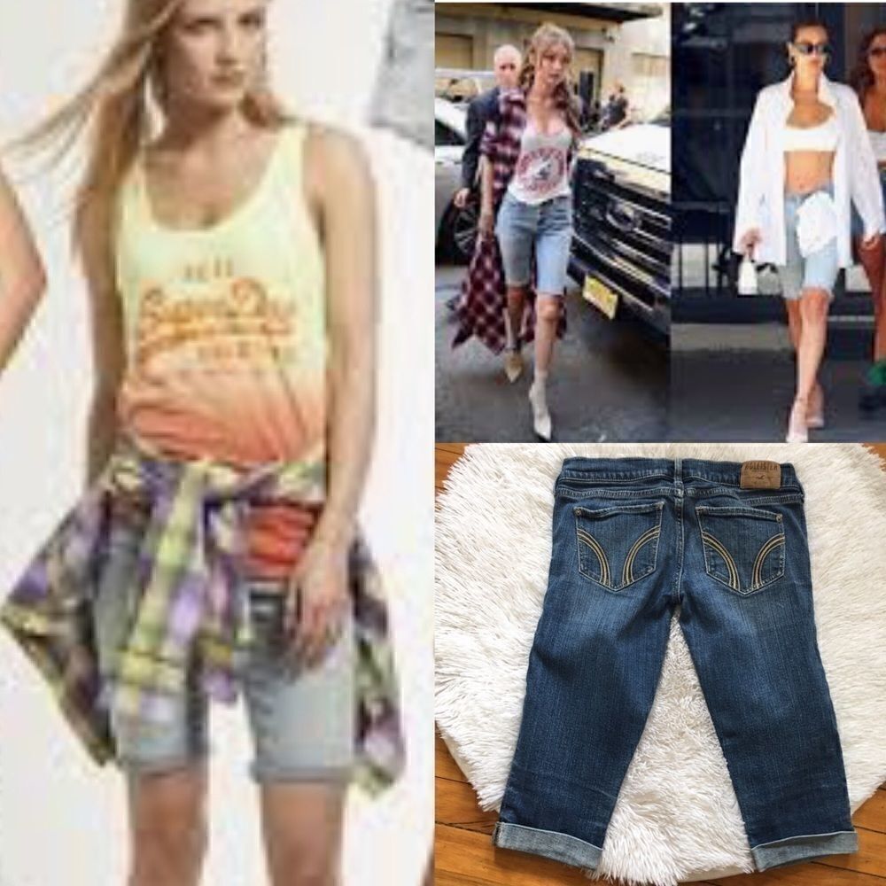 Hollister Jean cuffed Bermuda skinny shorts‎